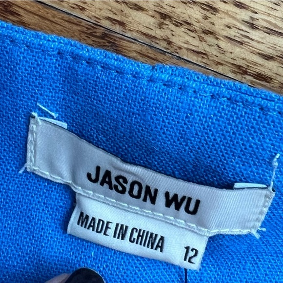 Jason Wu Women’s Linen Blend Vibrant Blue Wide-Leg Pants Braided Detail Size 12 - Picture 4 of 6